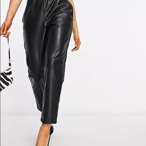 ASOS vegan leather joggers with drawstring.